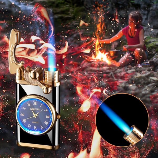 Electric Watch Lighter - Rocker Arm Automatic Ignition, Windproof Blue Flame, Creative Dial, Refillable Men's Gift - Image 5