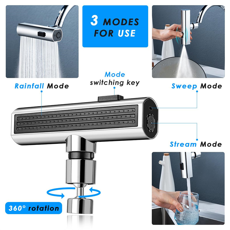 3-in-1 Multifunctional Kitchen Faucet – Waterfall, Spray & Scraper Modes | Fulllex Home - Image 8