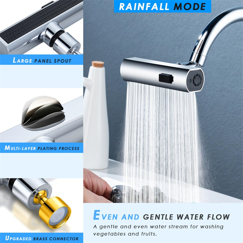 3-in-1 Multifunctional Kitchen Faucet – Waterfall, Spray & Scraper Modes | Fulllex Home - Image 3