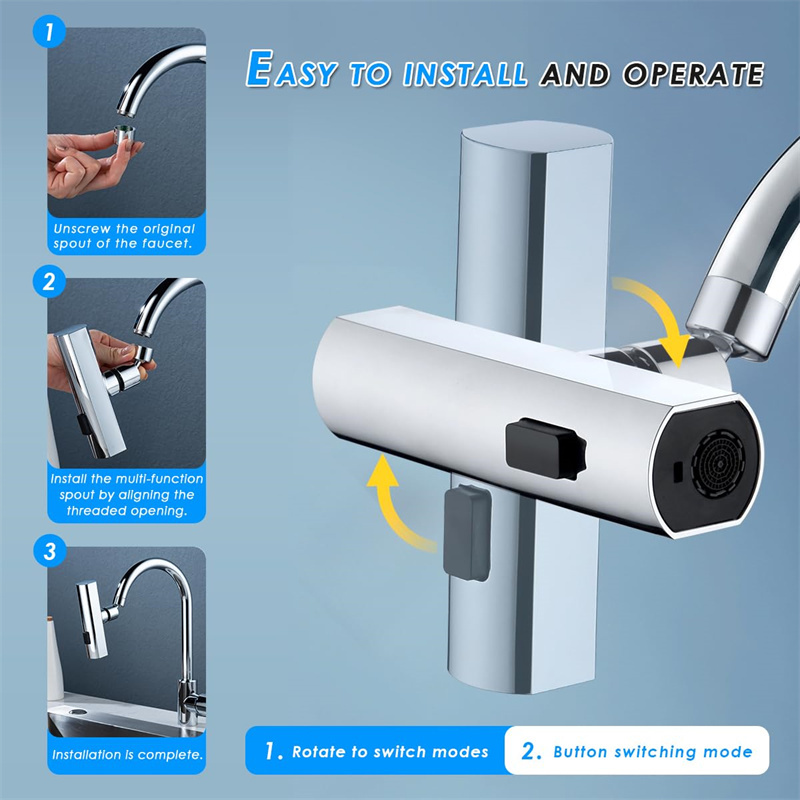 3-in-1 Multifunctional Kitchen Faucet – Waterfall, Spray & Scraper Modes | Fulllex Home - Image 9